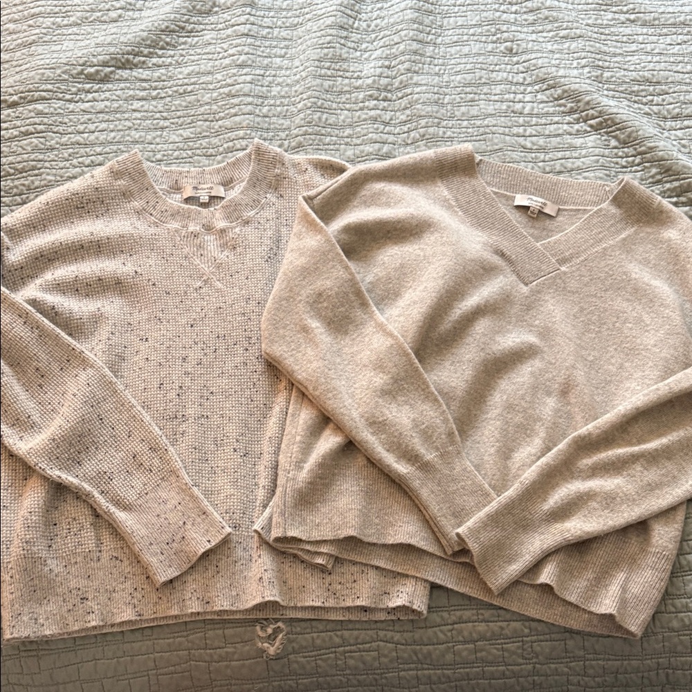 Madewell Women's Cream and Gray Sweater Duo